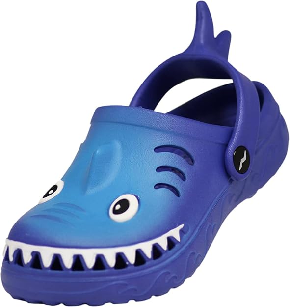 NORTY - Boy's Girl's Children Toddler Kid Fun Slip on Sandal Slipper Clog Shoe - Blue Shark (C1210)